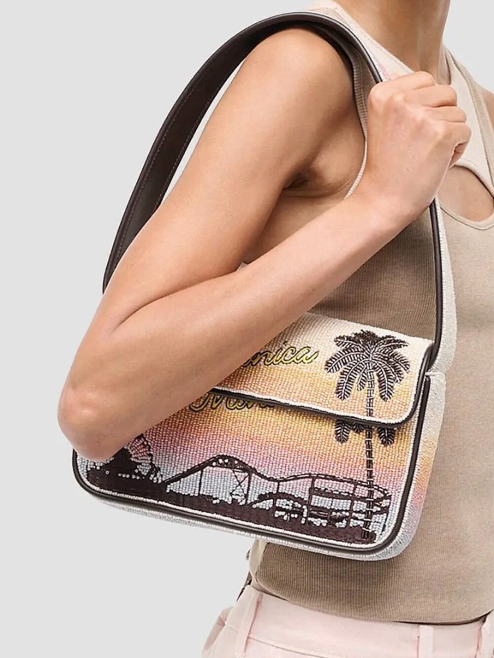 STAUD TOMMY BEADED BAG SANTA MONICA SUNSET | Hand beaded Purse | California NWT
